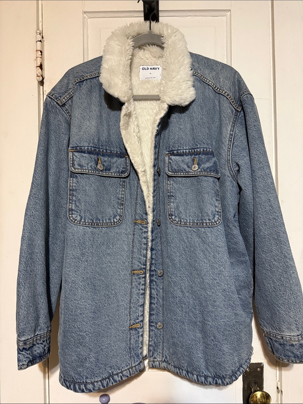 Old Navy Light Blue Denim Sherpa-Lined Jacket